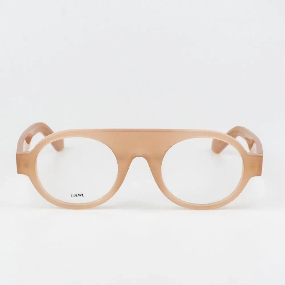 Loewe Women Eyeglasses Shiny Light Pink Demo Round LW50009I 072 BRAND NEW